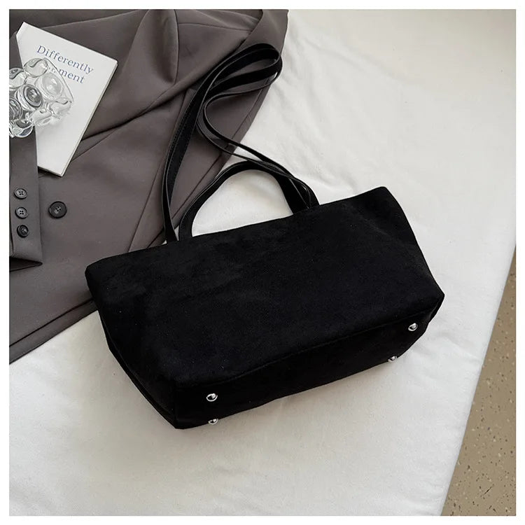 Large Capacity Tote Women Bag Retro Faux Suede Shoulder Bag Quitting Designer Bags for Women Handbag Commuting Shopper Purses