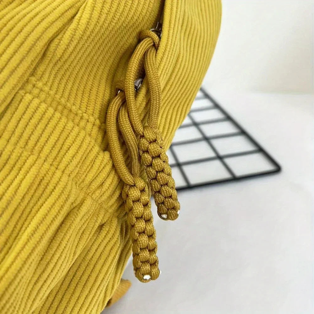 Backpack Solid Color Corduroy Backpack Handbag Rucksack Small School Bags Commuting Simple Student Book Bags Autumn Winter