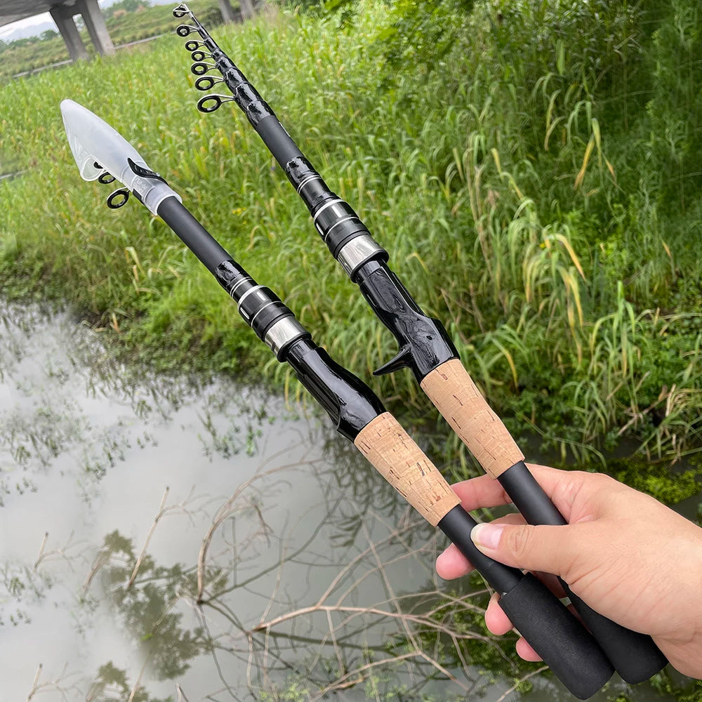 Bait Weight 8-25g Spinning Casting Rods Fishing Pole Tackle 1.5M/1.8M/2.1M/2.4M Telescopic Lure Rod Carbon Cork Wood Handle New