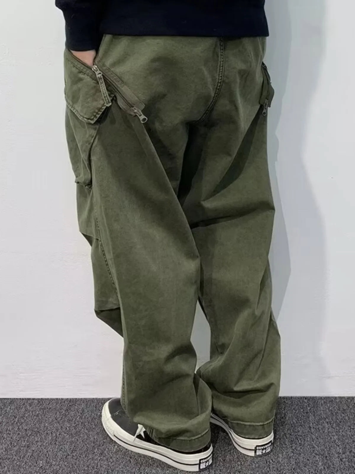 American Washed Men's Casual Pants Retro Design Trendy Brand Long Trousers Autumn Winter Multi-Pocket Workwear Loose Fit