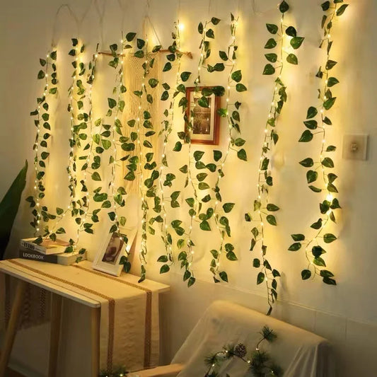 Ramadan Decoration 2025 LED String Lights 2M/5M/10M Maple Leaf Wedding Garland Christmas Fairy Light for Home Bedroom Wall Patio