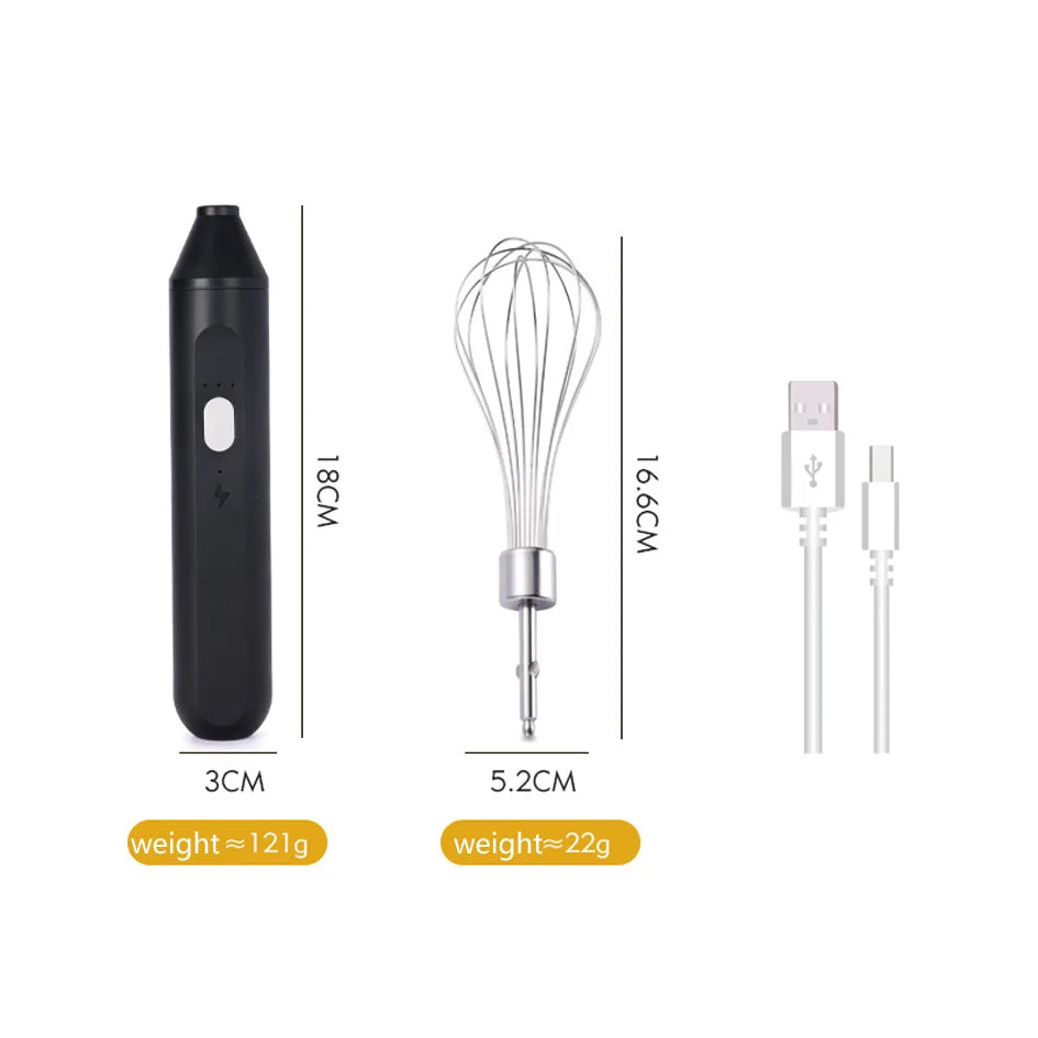 Cordless Multi-Use Whisk System | Compact Handheld Mixer with Milk Frother & Auto-Stirring for Baking, Coffee, and Cream