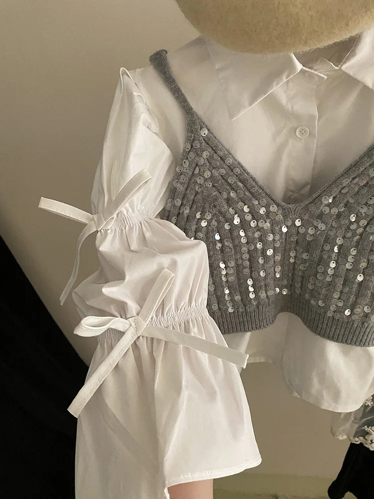 Fashion Baby Girl Ruffled Bow Shirt+Sequins Vest+Pant 3PCS Infant Toddler Child Clothes Set Spring Autumn Baby Clothes 1-12Y
