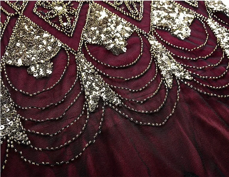 Women's Fashion 1920s Flapper Dress Vintage Great Gatsby Long Evening Prom Sequin Party Dress Women Mesh Costume
