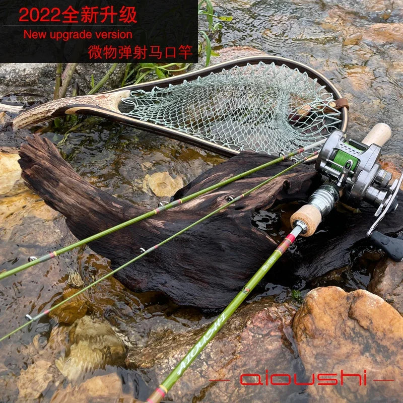 Trout fishing rod AIOUSH-FRP, versatile ejection tip, 1.45 meters long, ideal for traveling and transportation, extremely soft