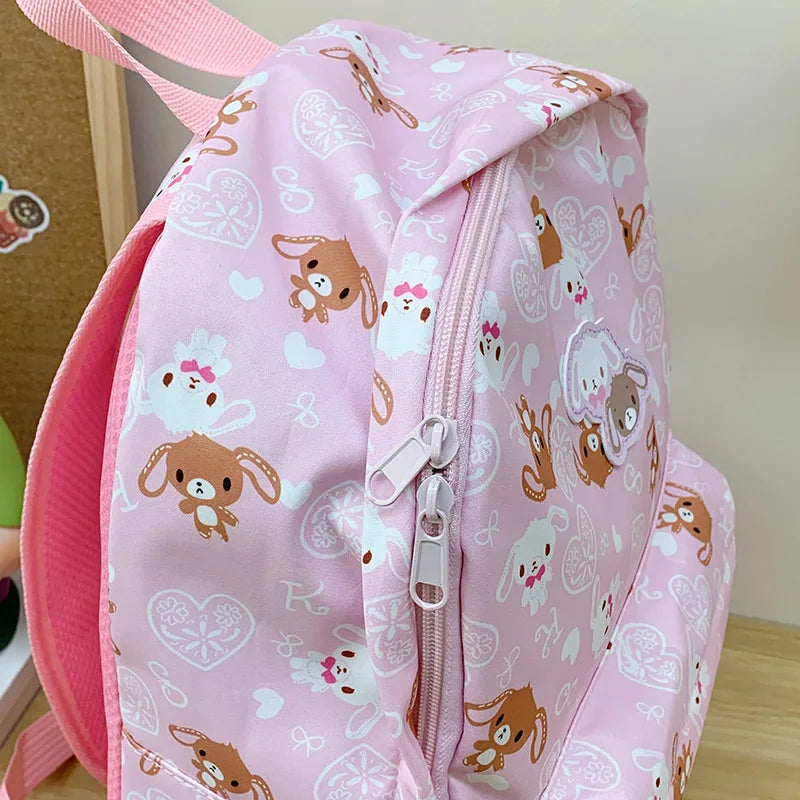 Cute Sugarbunnies Schoolbag Large Capacity Student Backpack Girl Heart Sweet Travel Portable Backpack Girl Holiday Best Gift