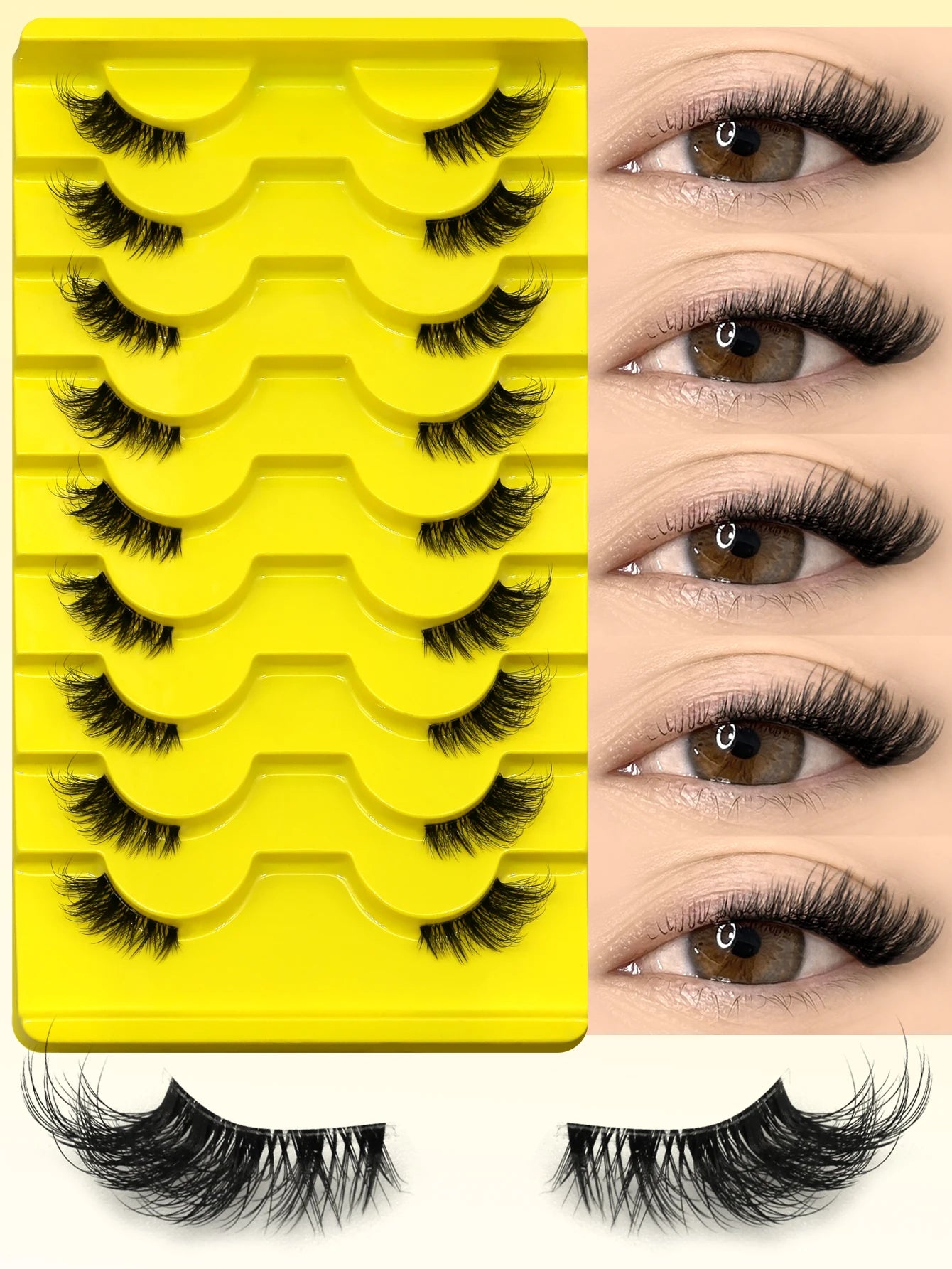 Veltrinay Half Lashes Natural Fake Lashes Wispy Cat Eye Lashes Clear Band Accent Short False Eyelashes Makeup
