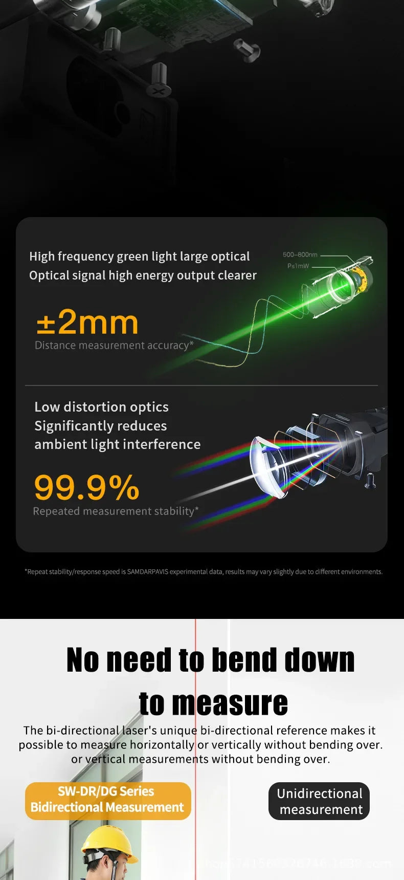 SNDWAY SW-DR60 Dual Laser Distance Meter 60M 100M Bilateral Laser Rangefinder Laser Tape Measure Bidirectional Range Finder