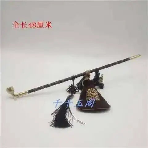 New Long Stem Vintage Tobacco Pipes Agate Cigarette Holder Pipes Smoking With Tobacco Bag Pendant Chinese Girl Accessories