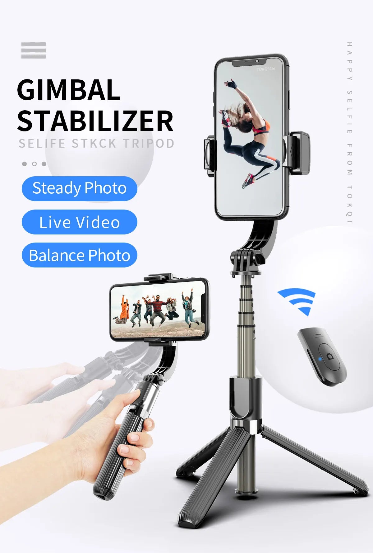 Gimbal Handheld L08 Auto Anti-shake Stabilizer Travel 360° Rotating AR Intelligent Following Bracket Vlog Shooting Smartphone