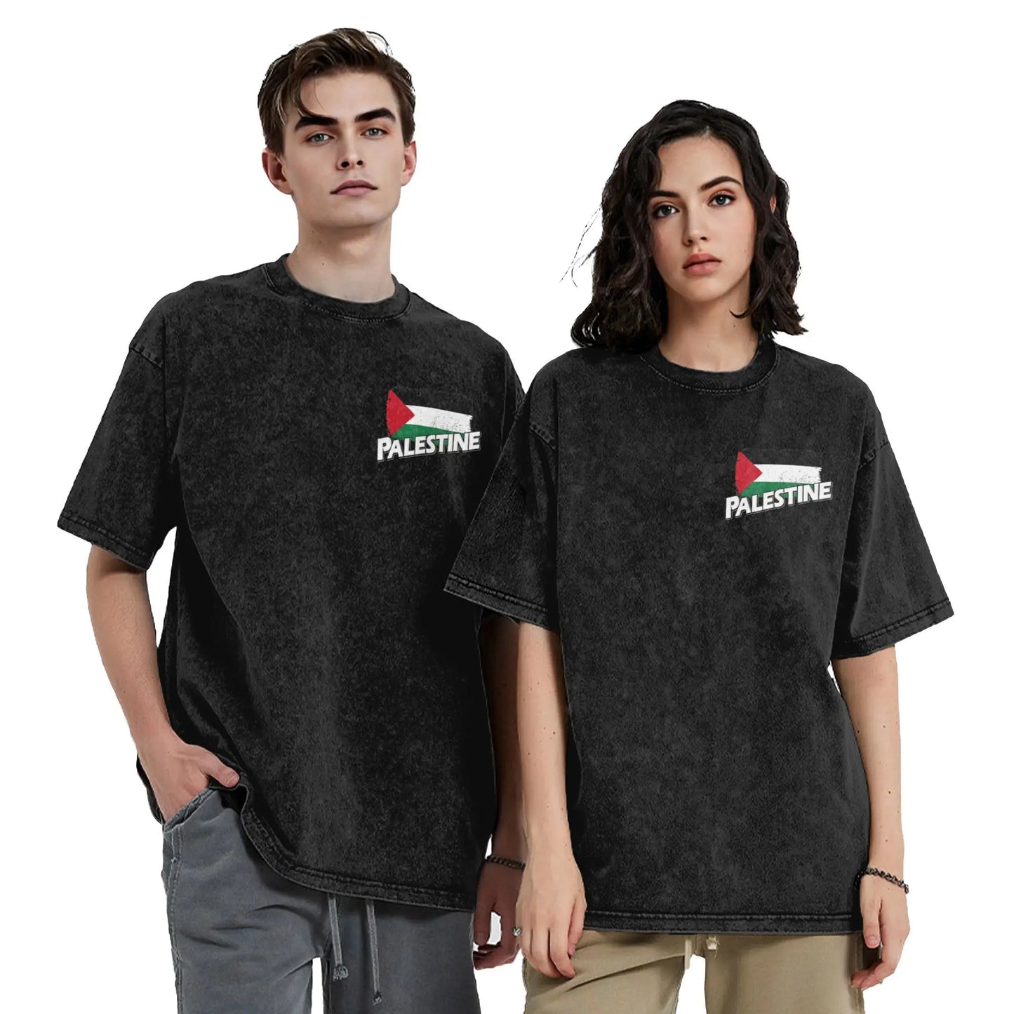 Palestine flag T Shirt Men 100% Cotton Cool T-Shirt Round Collar  Tees Short Sleeve Clothing Printed