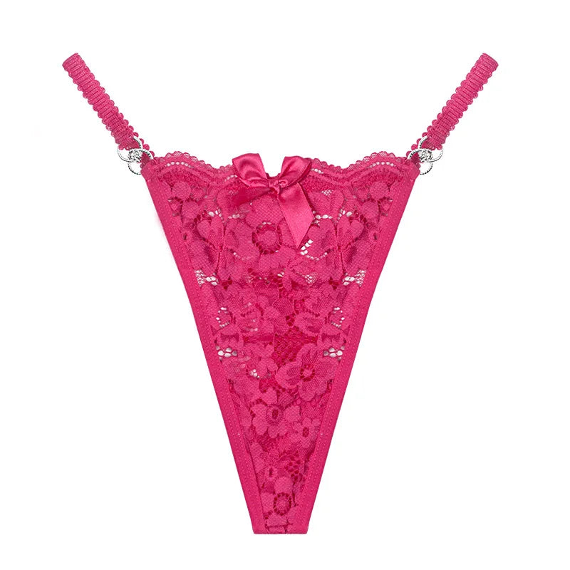 Women's Sexy Lace Thongs Hollow Out Mesh Sheer Design Breathable Low Waist Seamless Panties Comfortable Intimates for Daily Wear