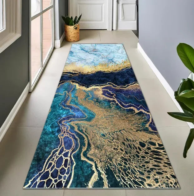 Marble Rug Runner Modern Non-Slip Entryway Decor Tile Design for Kitchen Hallway and Dining Room Floors Home Decoration Carpets