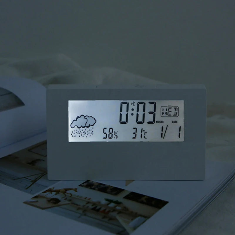 LED Thermometer Thermo-Hygrometer Multifunction Electronic Temperature Humidity Meter Weather Station for Home With Alarm Clock