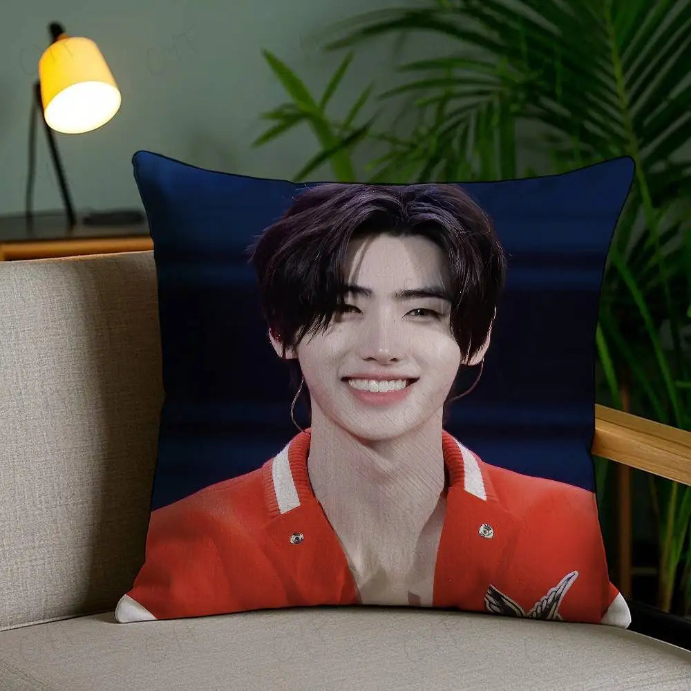 Kpop Singer P-Park Sunghoon Pillow Case Anti-dustmite Pillowcase Invisible zipper silky short plush Sofa cushion cover