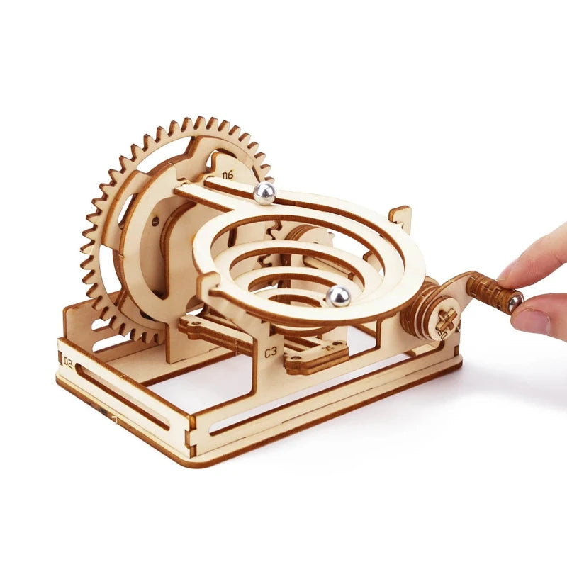 Spiral Marble Run 3D Wooden Puzzles DIY Model Building Kits with Mechanical Puzzles 