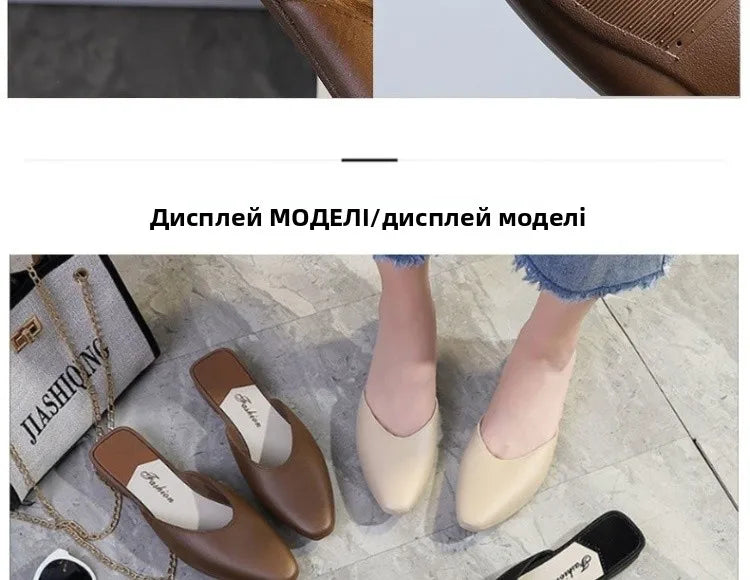 Women's Summer Outdoor Wear Pointed Toe Faion Mule Slippers Flat Bot f Cover Single oes mat Sle Daily Use ...