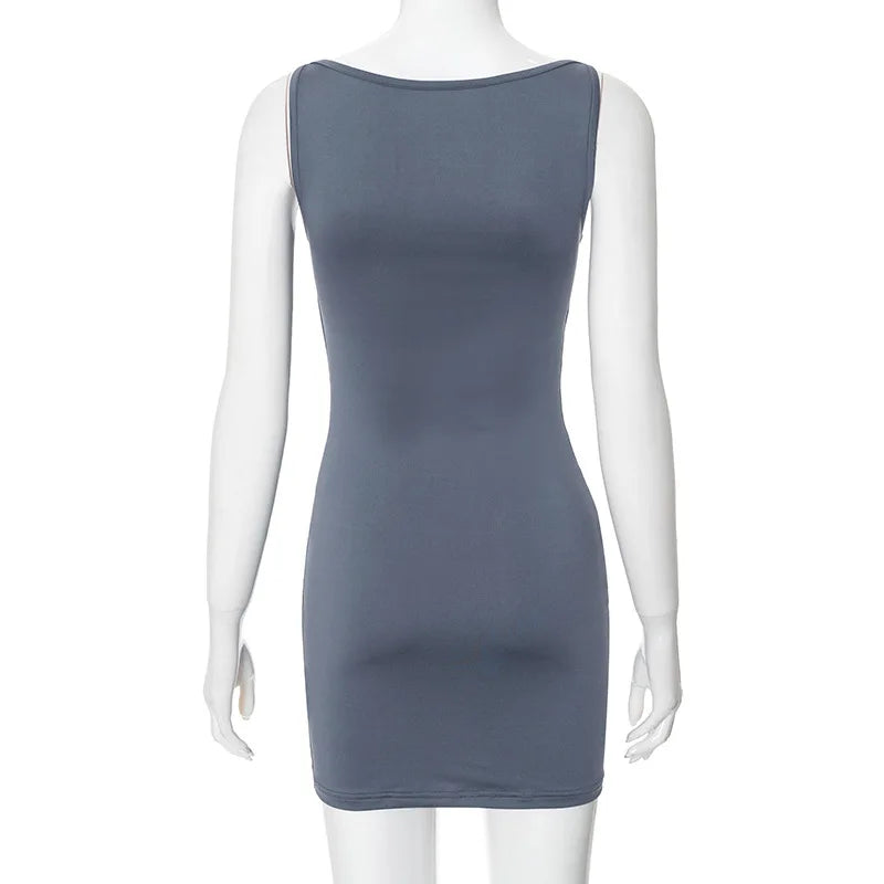 Dress Women Elegant Short Dresses Beautiful Evening Party Dress Solid Color Simple Sleeveless Vest Tight-fitting Dress