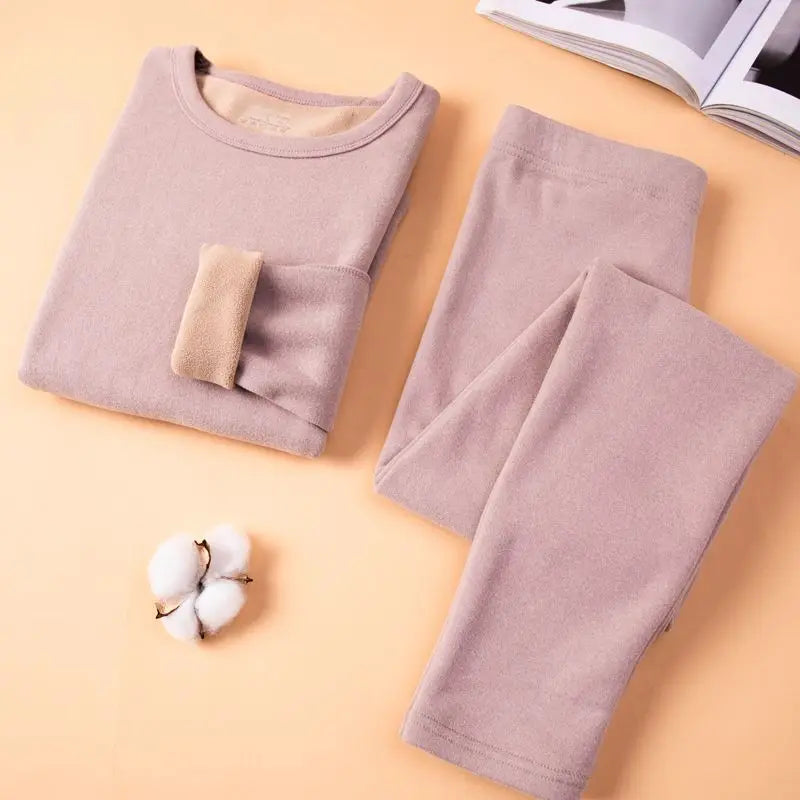 Thermal Underwear Women Suit  Thicken Lamb Fleece High Elastic High Waist Long Johns Bottoming Two Piece Sets Thermos Clothing