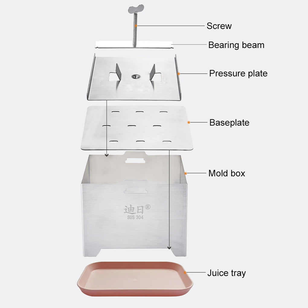Tofu Press Cheese Making Molds Maker Food Grade Stainless Steel Mold Mould Curd Tool Soybean Box Squeezer Kit Tempeh Presser