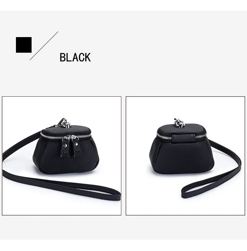 Ladies Genuine Leather Cosmetic Bag Fashion Cosmetic Case Makeup Bag Women Clutch Mini Toiletry Bag Cosmetic Pouch with Lanyard