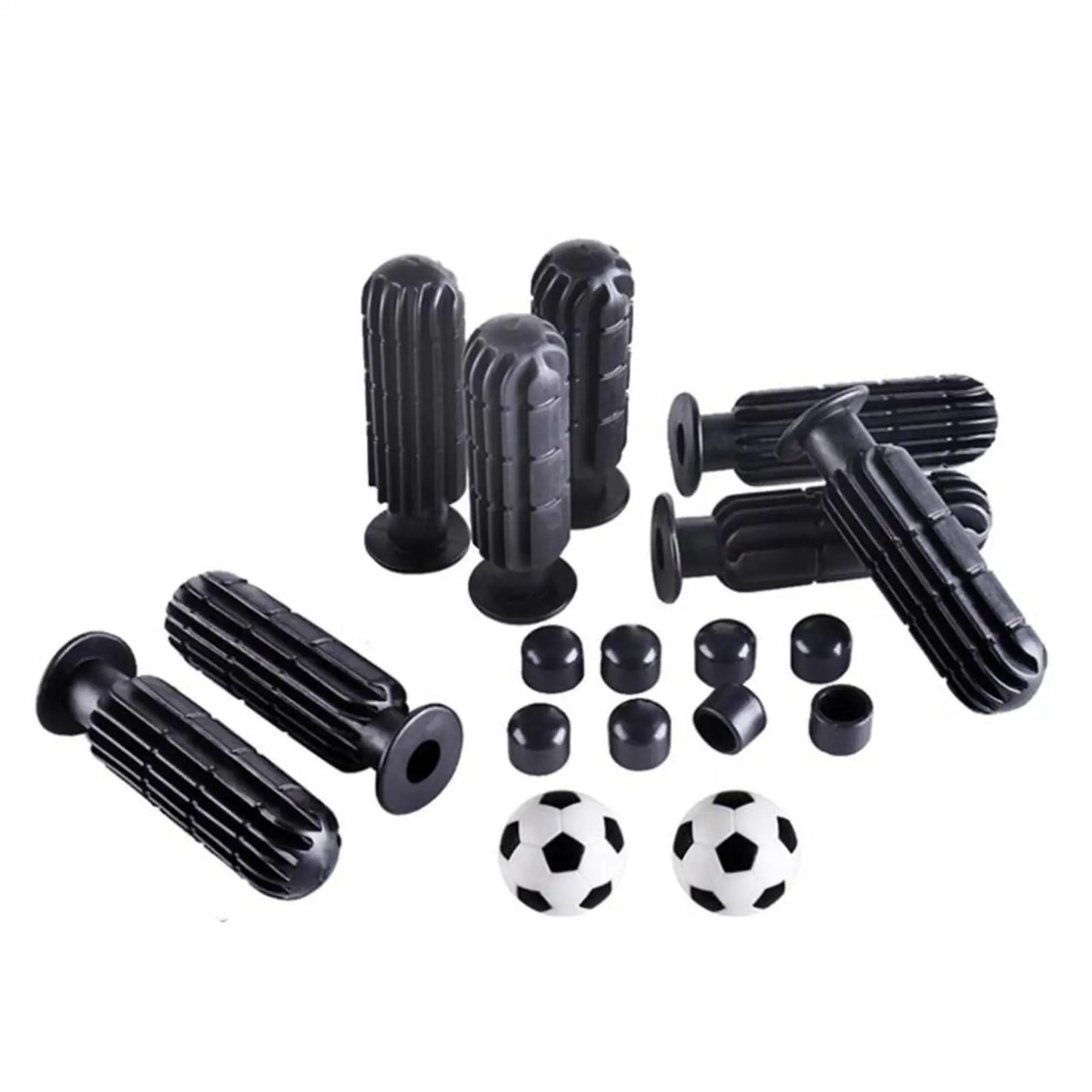 8 Pieces Foosball Handle Grips with 2 Small Footballs Practical Portable Accessories Parts Kids Replaceable with 8 End Plug