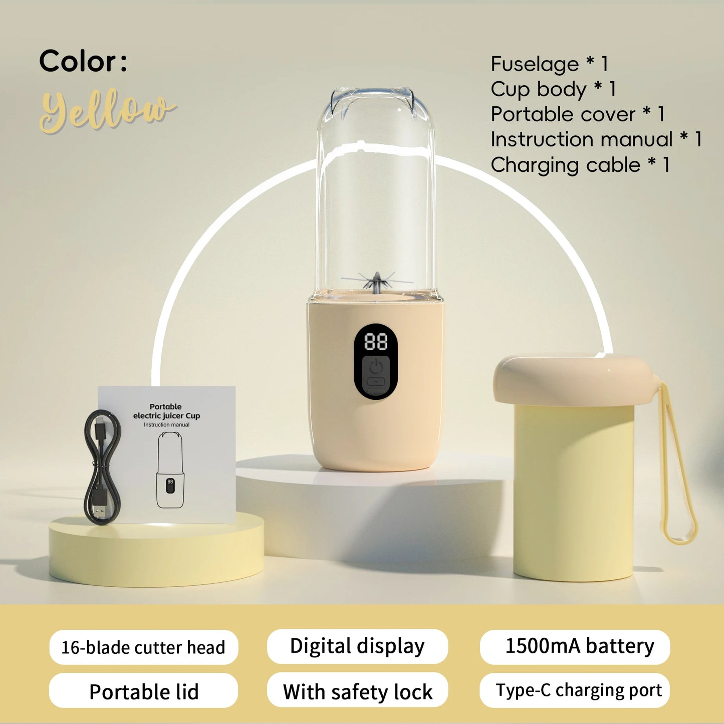 Portable Blender USB Rechargeable Cordless Mini Juicer Mixer for Smoothie Shake Protein Travel Sports Bottle Juicer Cup