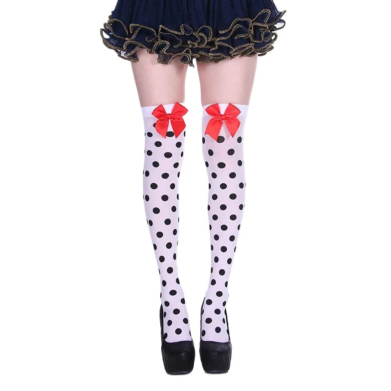 Halloween Party Stockings Clown Dotted Knee High Socks Holiday DIY Decorations