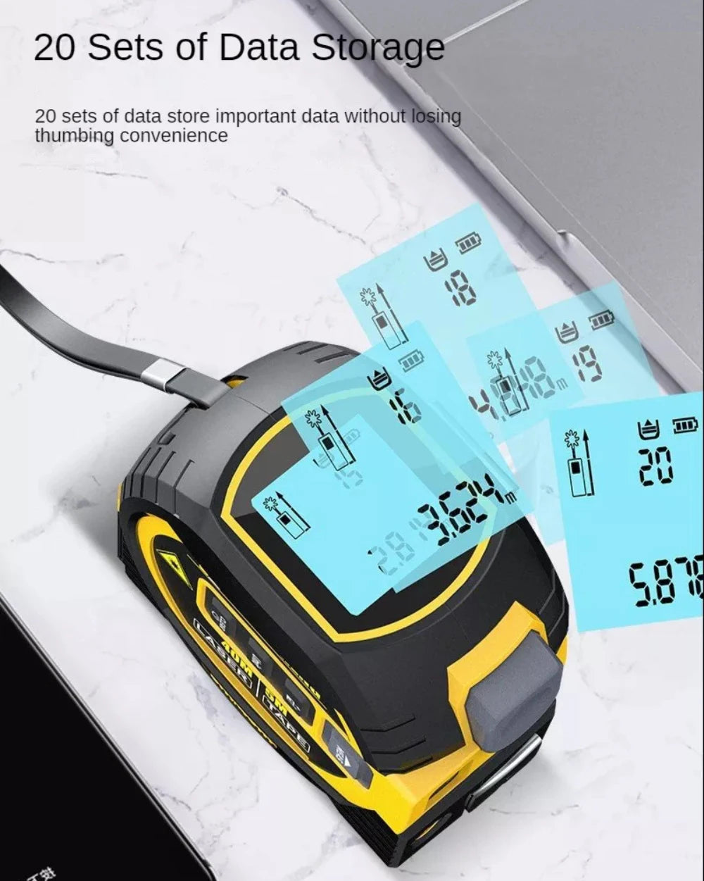 3 In 1 Laser Tape Measure Rangefinder 5m Tape Ruler Infrared High-precision Intelligent Electronic Ruler Building Distance Meter
