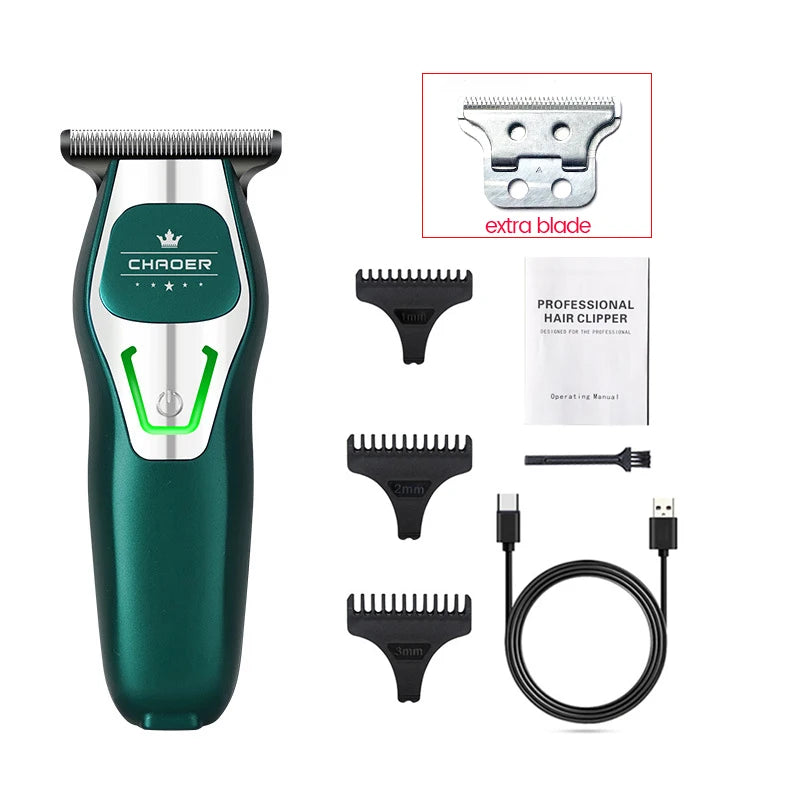 Powerful Professional Hair Trimmer Men 0 MM T Blade Electric Clipper Rechargeable Barber Haircut Machine Beard Trimmer Shaver