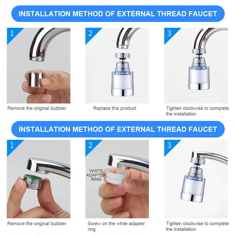 Faucet Water Clean Filter Purifier 360 Degree Rotating Anti-splash Filter Element Water Saving for Household Kitchen Bathroom