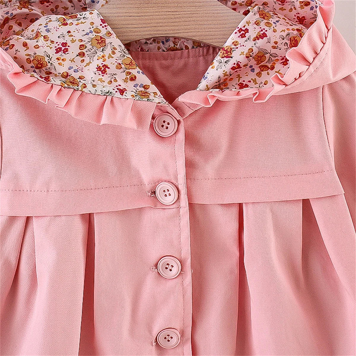 Girls' Long Sleeved Windbreaker Spring And Autumn Solid Blue Cat Single Breasted Korean Edition Daily Sweet Long Sleeved Coat