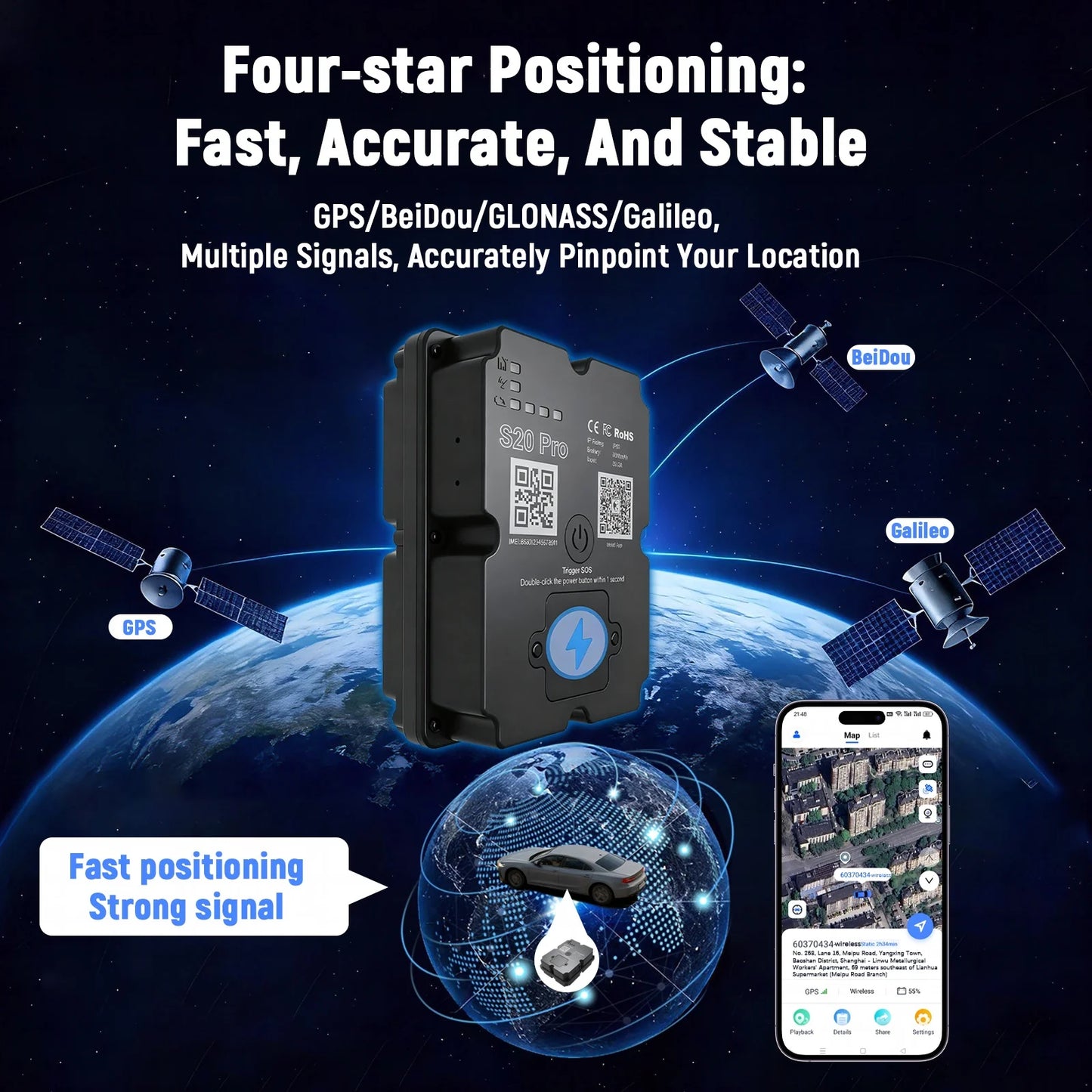 4G GPS Tracker Car Motorcycl Alarm Tracking Real-time GPS Locator Device Anti-theft Alarm Geo-Fence Position APP