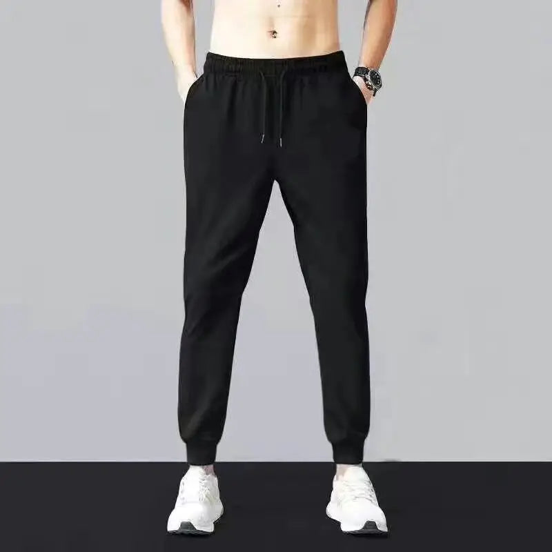 Summer Thin Ice Silk Casual Pants Men's Loose Large Size  Color Sports Sweatpants 13 Pieces Youth Fashion Loose Fit Long...