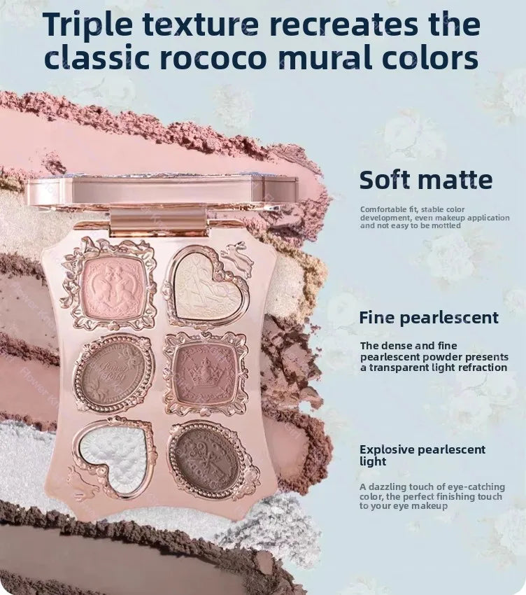 Flower Knows Bunny Garden Collection 6-color  Eyeshadow Palette Rabbit Face Palette Shimmer Matte Satin Makeup Cosmetics