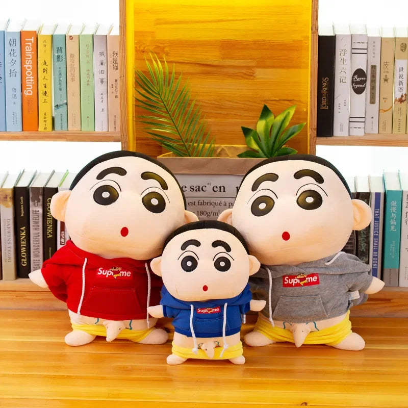 26-70cm Anime Crayon Shin-chan Doll Plush Red Blue Hoodies Detachable Collection Kawaii Stuffed Toys Dolls Bedroom Decoration