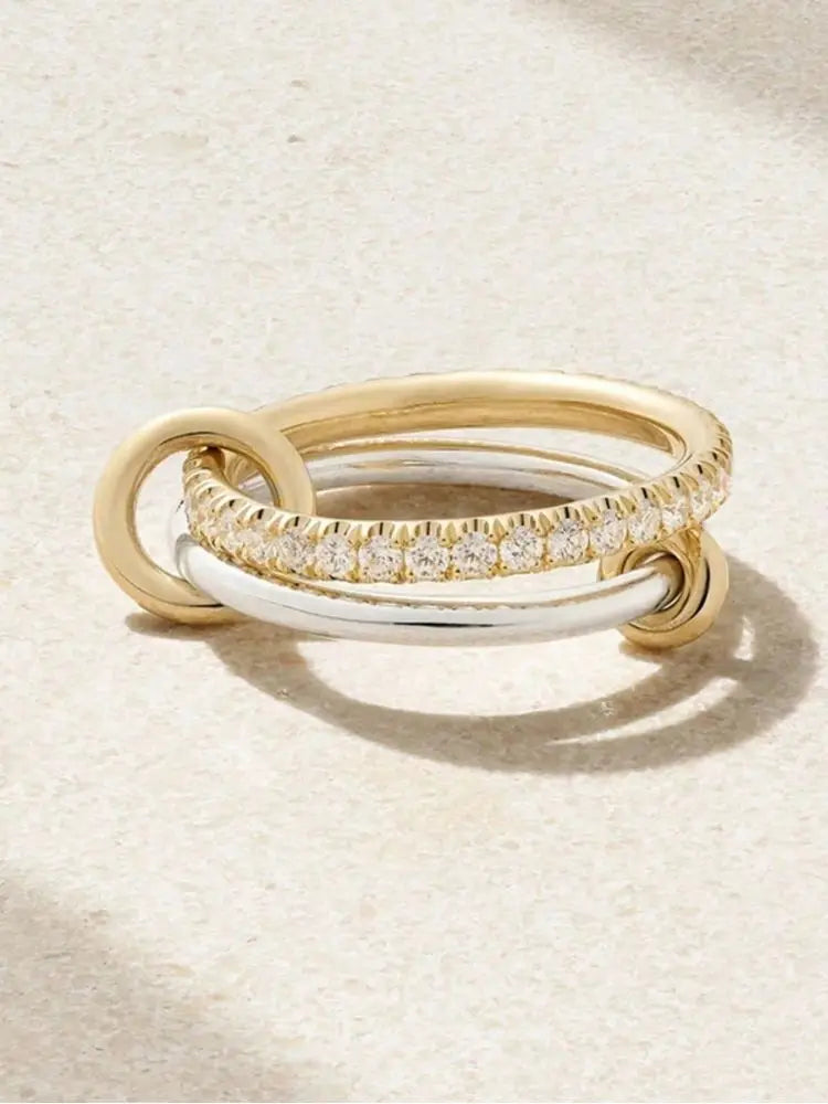 925 Sterling Silver Luxury Multiple Levels Of Interlocking Zircon Ring For Women Daily Life Fashion High Quality Fine Jewelry