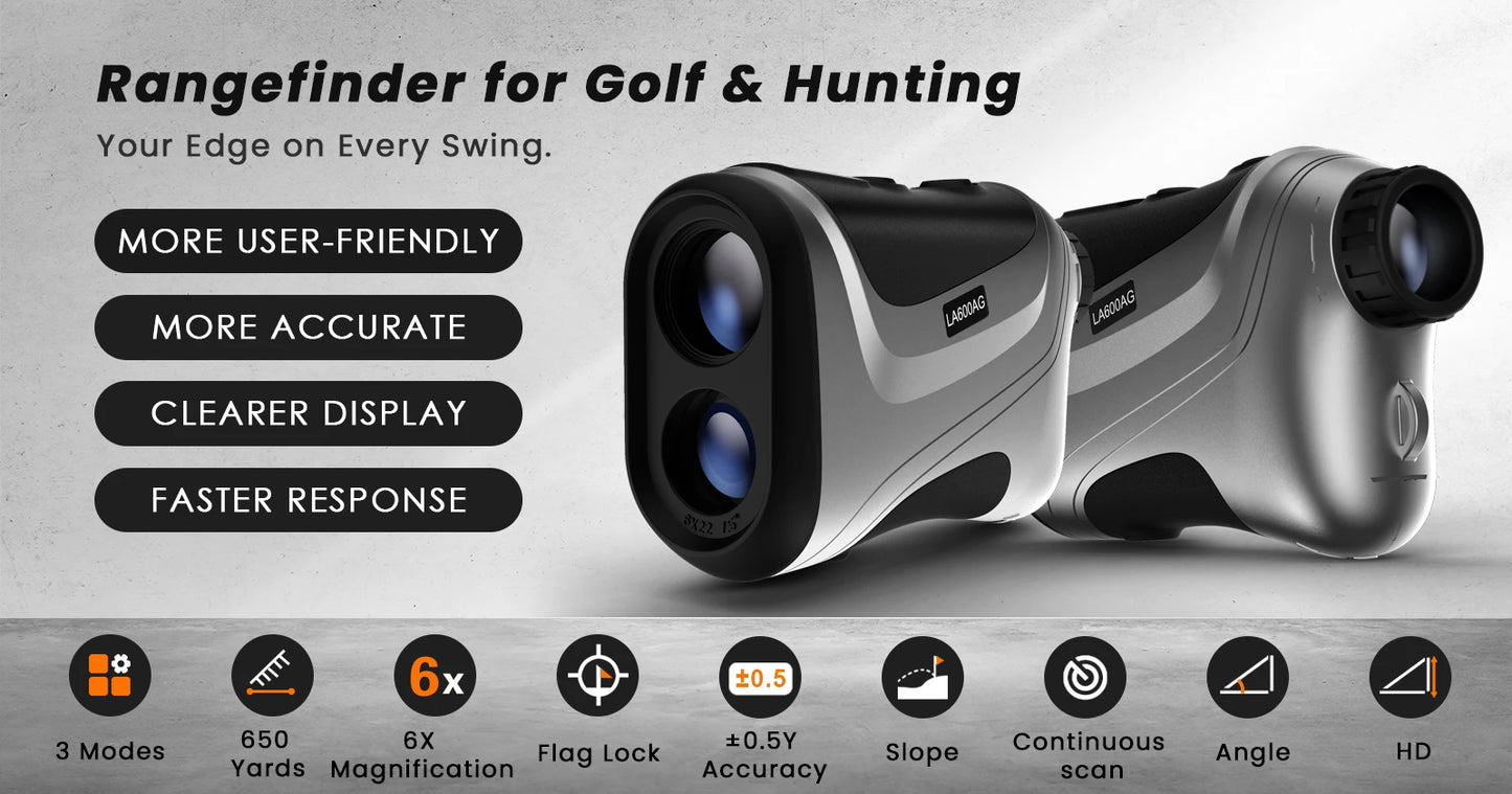 iMeter Golf Rangefinder with Flag Lock Slope Correction 650 Yards Laser Range Finder Angle Height Continuous Distance Meter