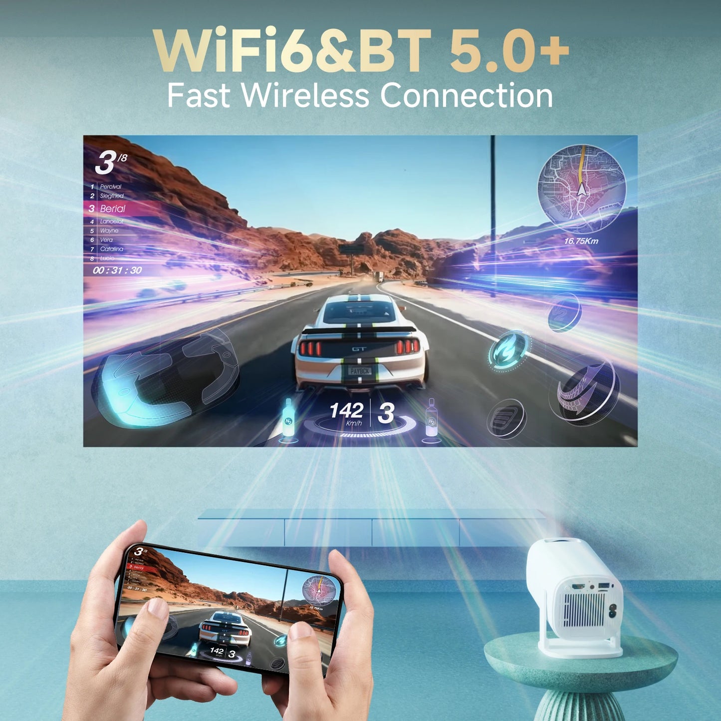P30pro Projector Android11 H713 300ansi Wi Fi6 Native 1280*720P BT5.4 HD Home Theater Outdoor Travel Projector