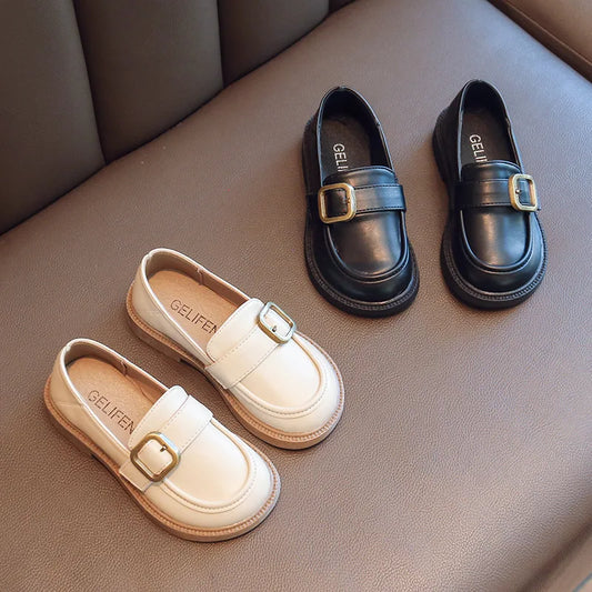 British Style Retro Girls Shoes Spring Autumn Princess Leather Shoes Children Black Soft Dance Loafers for 3-12 Ages Kids Shoes
