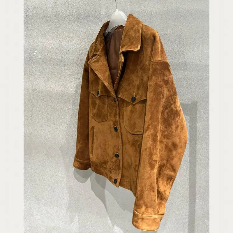 Natural Lambskin Leather Jacket for Women, 100% Genuine leather Sheepskin Leather Women Coat, Long Sleeves, H806
