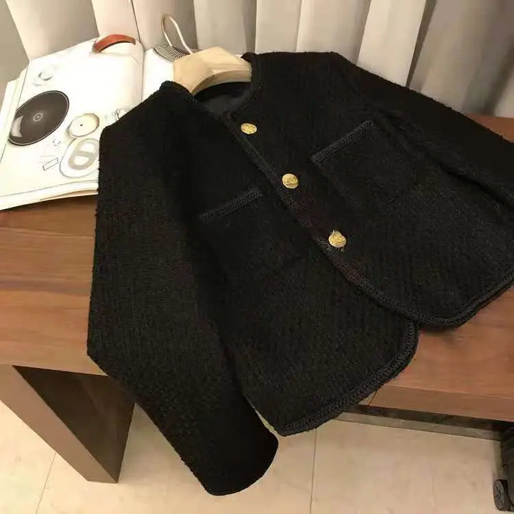 2025 New Early Spring Women's Tweed Suit Short Wool Coat Over Spring Autumn