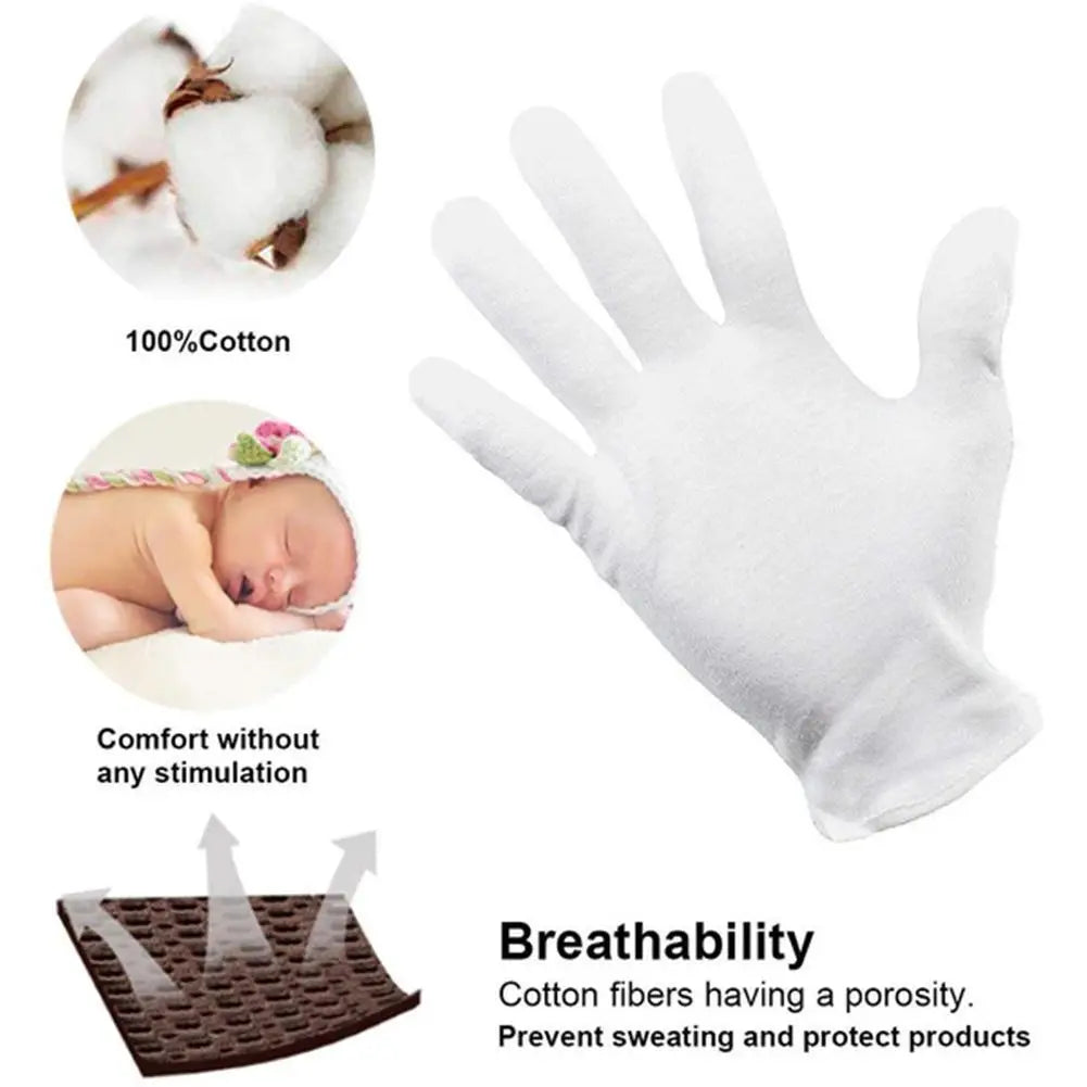 12 Pairs Cotton Gardening Gloves Wear-Resistant Ventilate Work Protection Antiskid Comfortable White Gloves Natural And Soft
