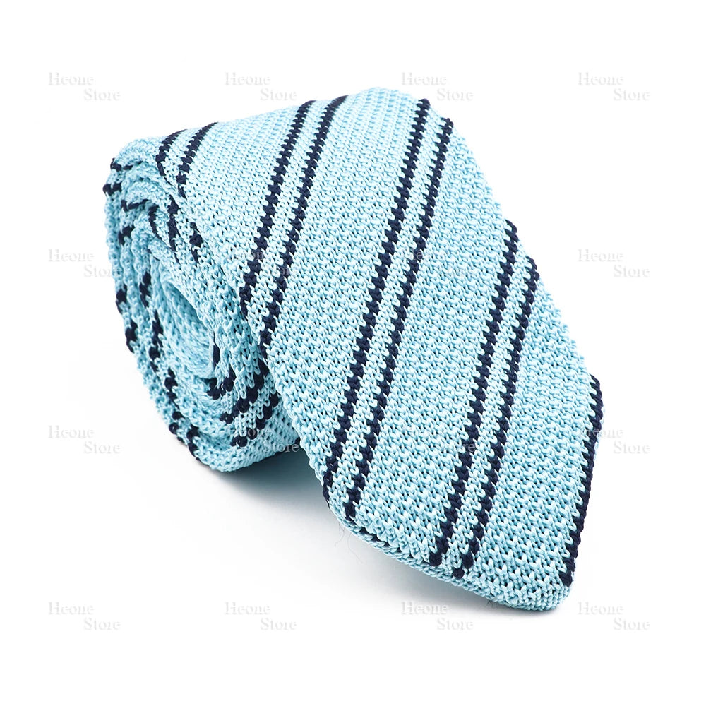 New Mens Knitted Ties Classic Striped Skinny Necktie For Business Wedding Party British Style Necktie Winter Neck Wear Accessory