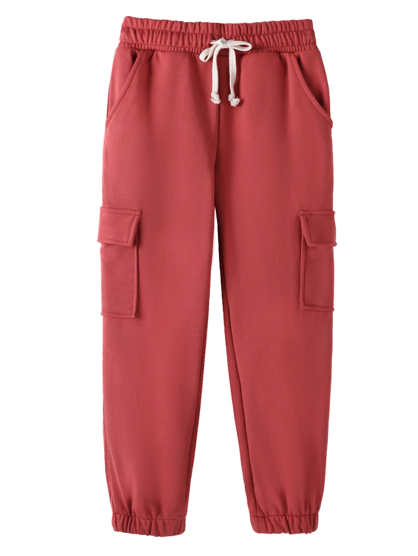 Three piece set of boys' pants with red, green, blue drawstring, large pocket, outdoor casual workwear, sanitary pants