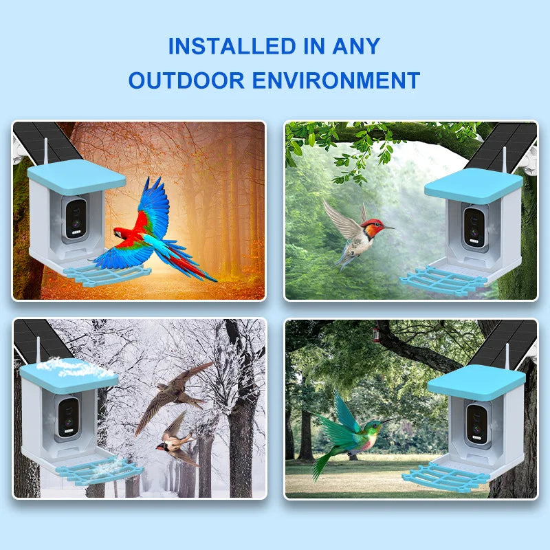 Smart Bird Feeder with Camera Solar Powered LifeNest Wireless Outdoor 4MP HD Auto Capture Videos Hummingbird Real Time Views