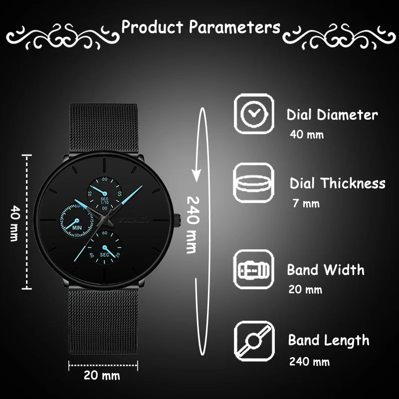 New Women Luxury Watches for Men Business Casual Ultra Thin Clock Male Stainless Steel Mesh Belt Quartz Watch relogio masculino