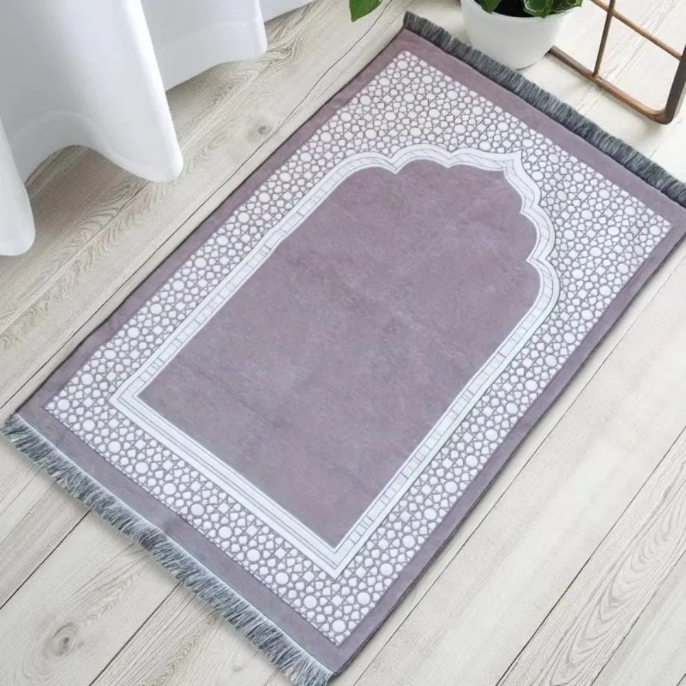 Islamic Gifts 70x110cm Muslim Prayer Rug Non-slip Foldable Prayer Mat Set Rectangle with Prayer Beads Janamaz Sajadah Travel