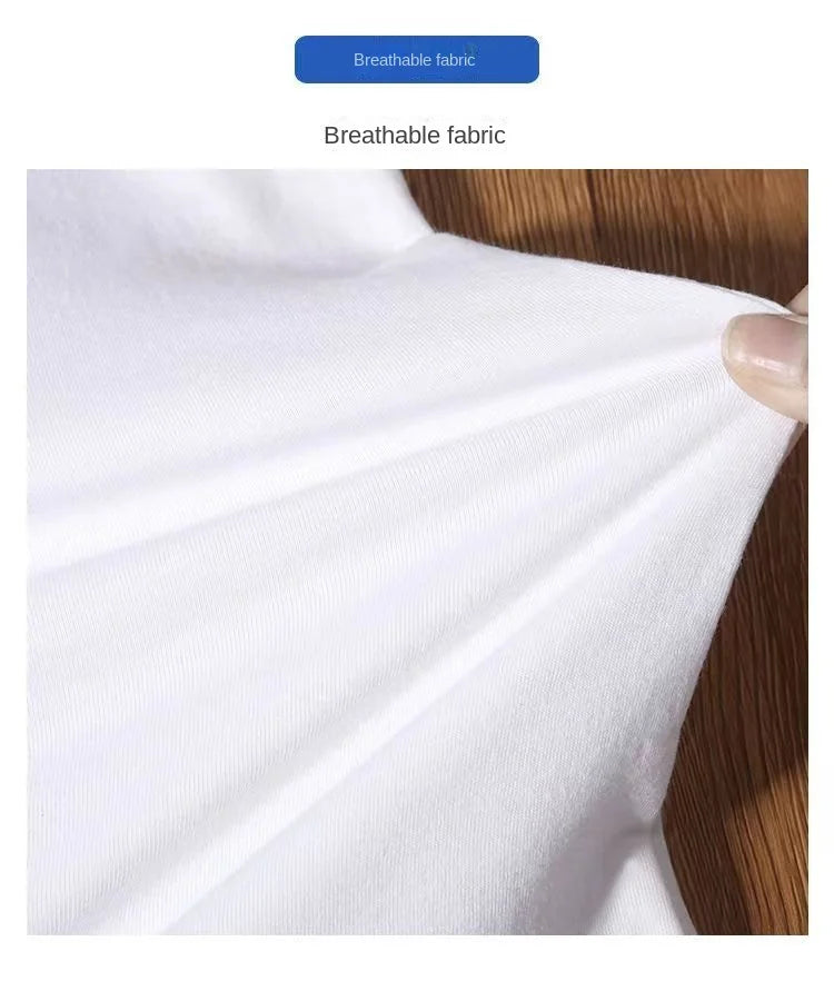 Fashionable Men's White 100% Cotton T-Shirt Golf Wear Men Short Sleeve Tee Solid Color O Neck Casual Summer Undershirt Tee Top