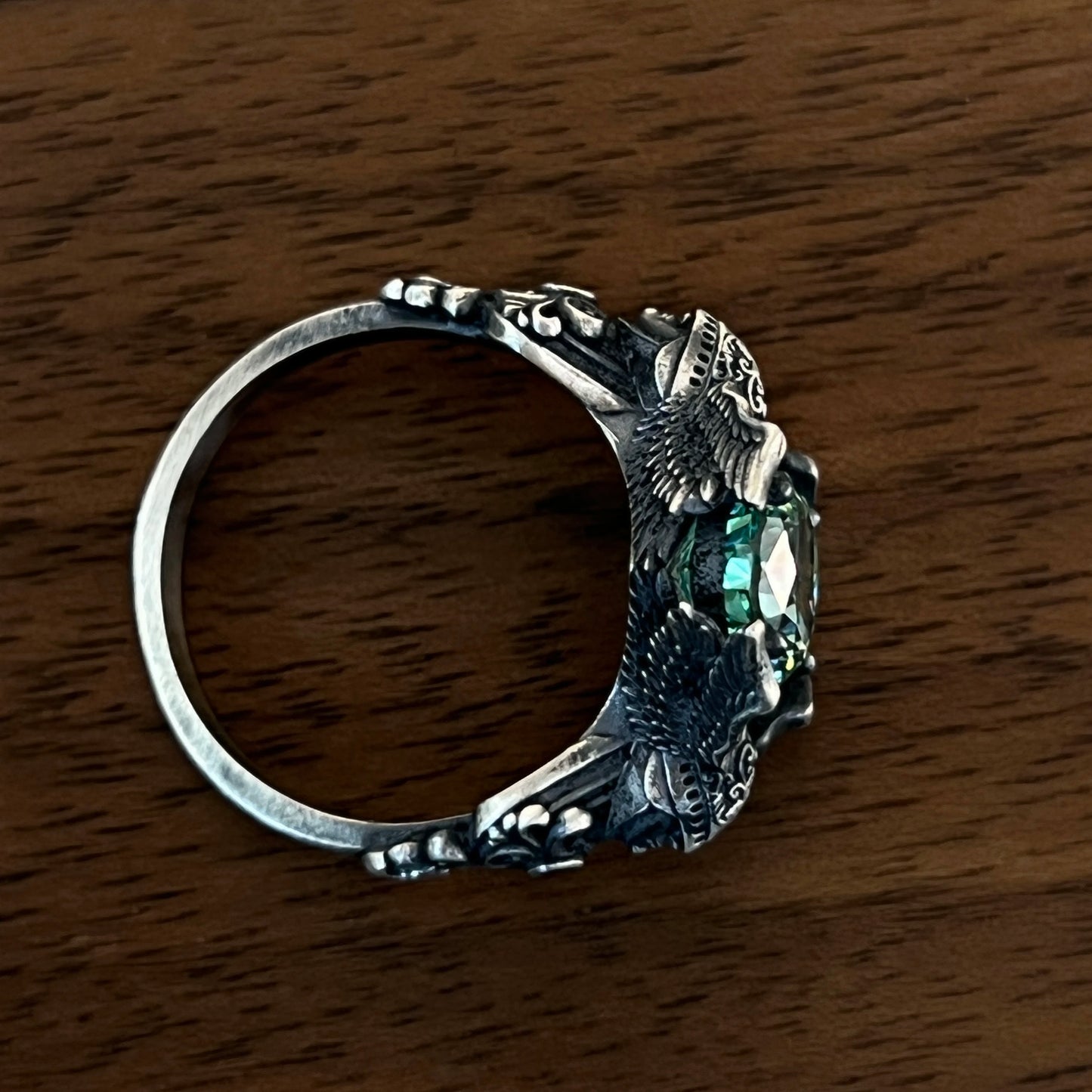 Sterling silver 925 original design hand-made Gothic dark soldiers set with diamonds ring